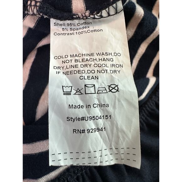 Suzanne Betro striped t-shirt dress with a ruffled hem Blue/pink Size 2X Casual - Picture 6 of 7